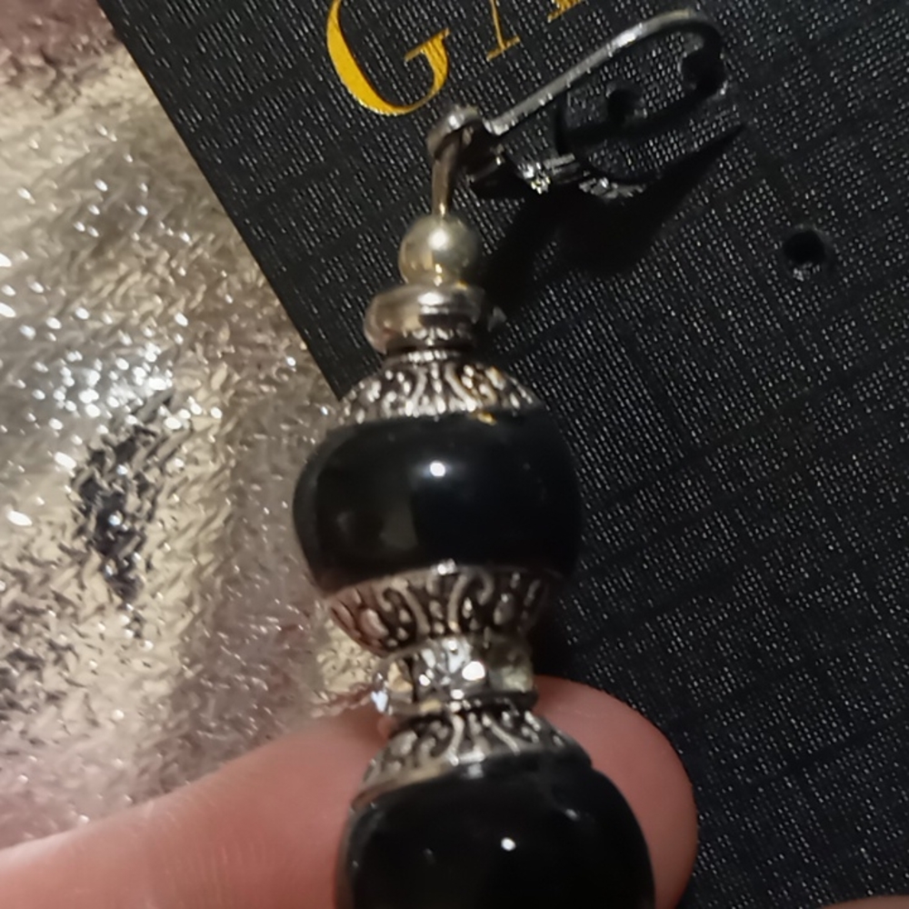NEW! ♥️Graduated Chunky Black Lamp Drop Earrings! - Picture 5 of 5